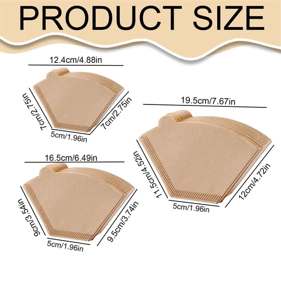 100 Count #2 Unbleached Cone Coffee Filters,Natural Paper Filters 2-4 Cup for Pour Over
