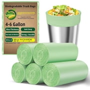 GPED 100 Count 4-6 Gallon Small Trash Bags, Biodegradable Extra Strong Unscented Garbage Bags, Expanded Size for Bathroom Bedroom Office Kitchen, Green