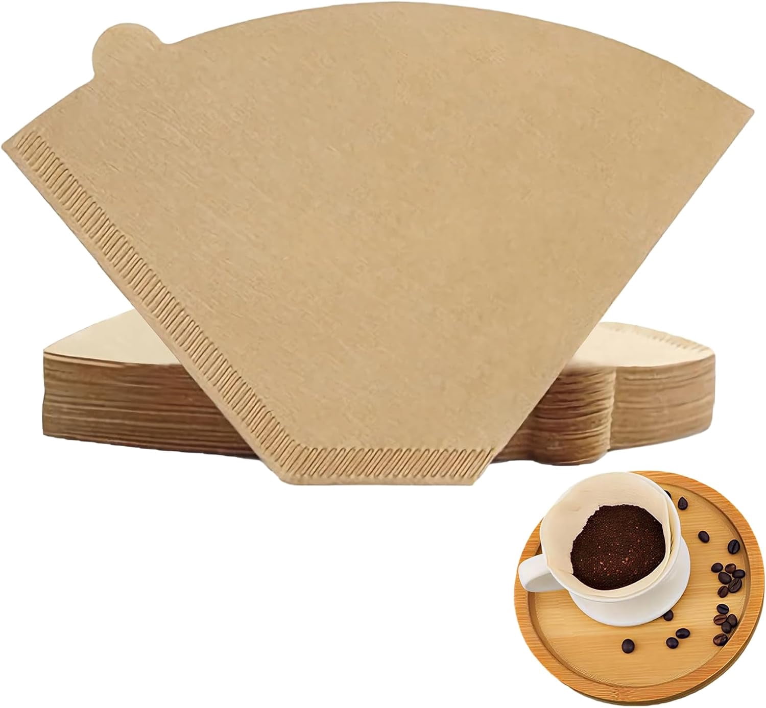 100 Count #4 Cone Coffee Filters 8-12 Cup, Natural Unbleached ...