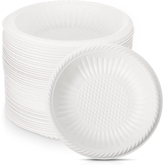 100 Count 4 Inch Small Paper Plates Heavy Duty Round Paper Starch Disposable Plates Mini Party Plates Bulk for Dessert, Cake, Appetizer, Dinner (White)