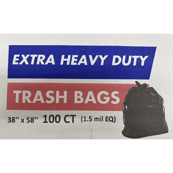 100 Count 55-60 Gallon Trash Bags, Sturdy & Tear-Resistant Commercial Can Liners 55 Gallon, Large Garbage Bags, Large Black Trash Bags for Commercial, Lawn and Leaf Bags