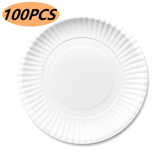 100 Count 6” Disposable Paper Trays, Environmentally Friendly, Microwaveable, Space-Saving Stackable Plates for Events, Home and Office Use