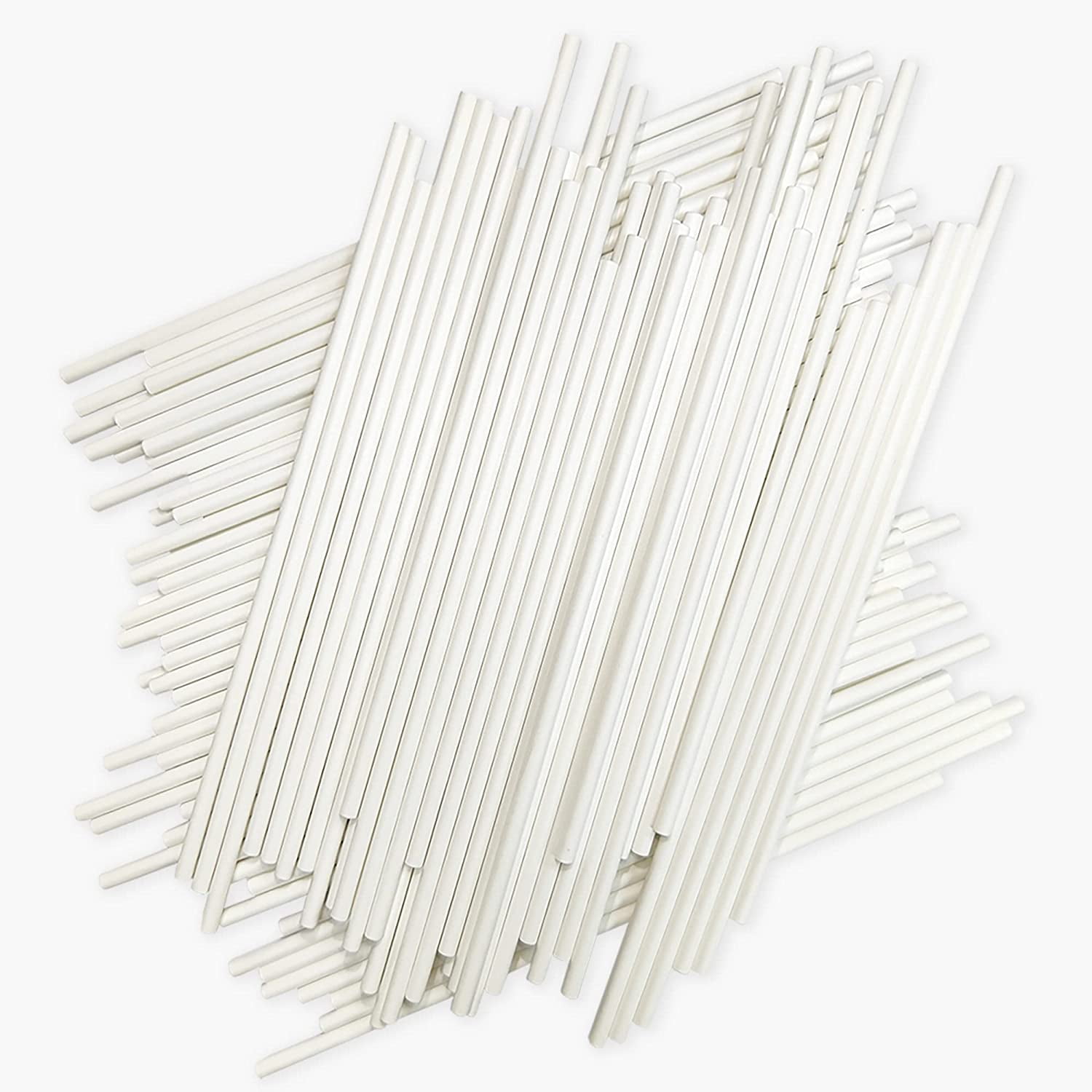 100 Count 6 INCH White Paper Lollipop Sticks,Cake Pop Sticks,Sucker