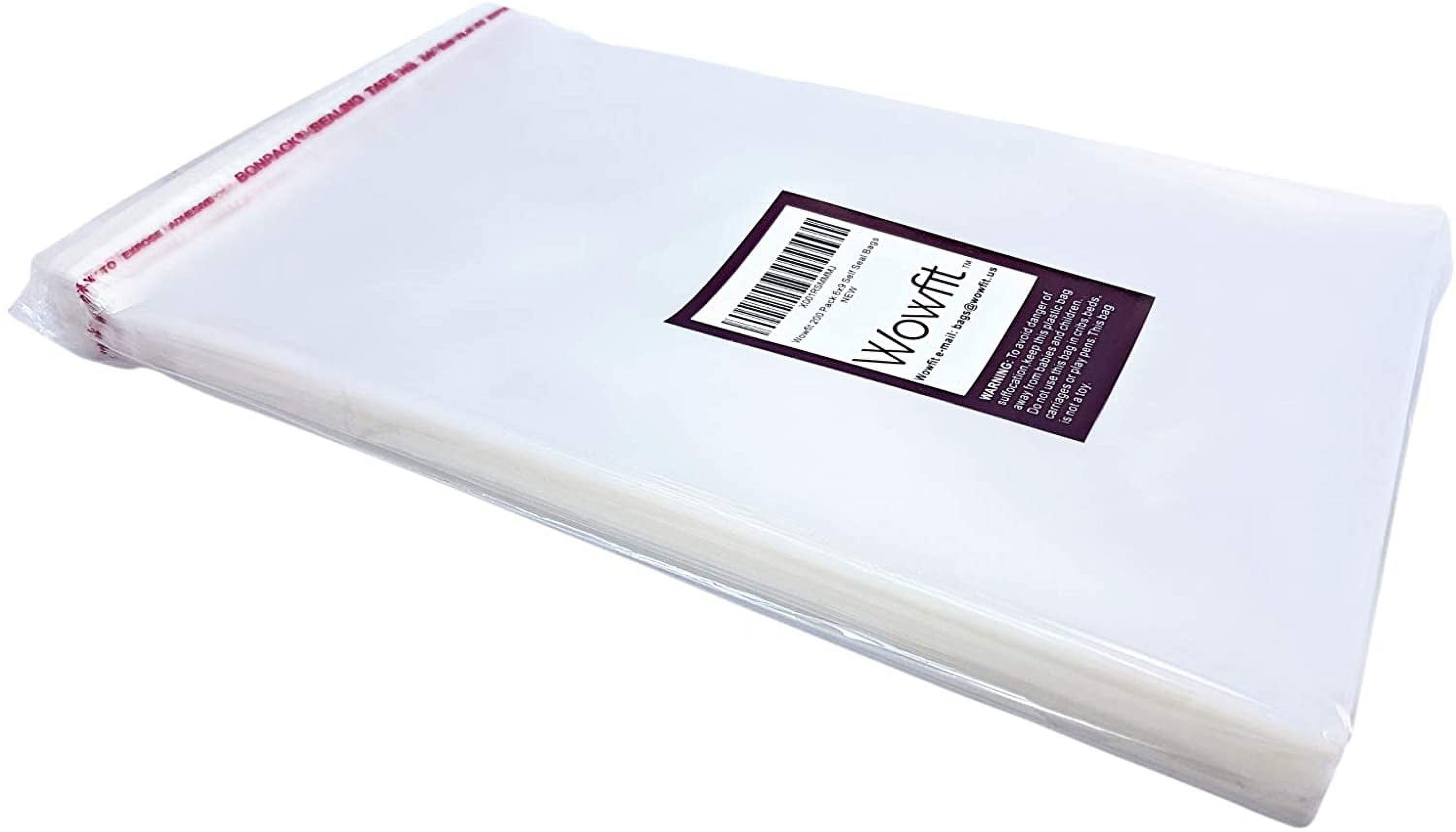 100 Count 6x9 inches Clear Cellophane Plastic Bags, Resealable Self