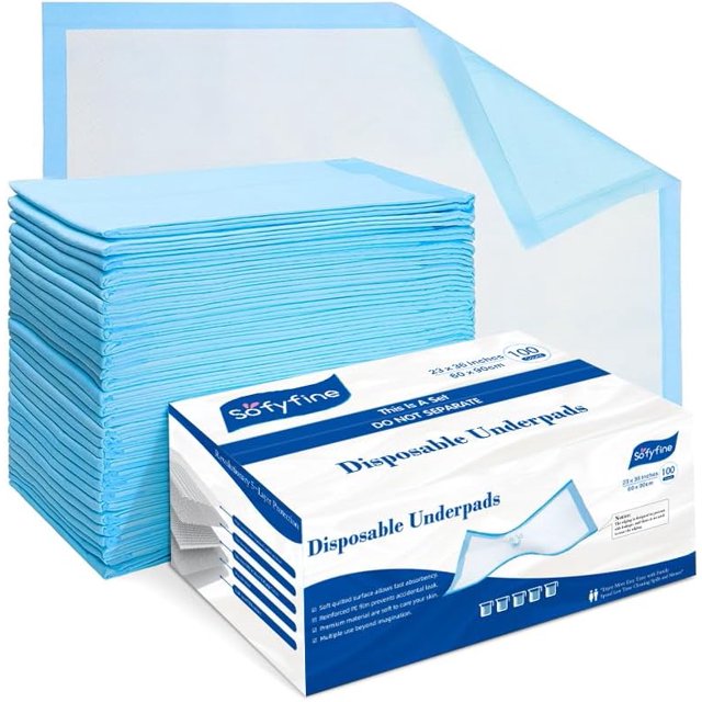 100 Count Bed Pads 23"x36" Disposable, Leakproof Elderly Adults