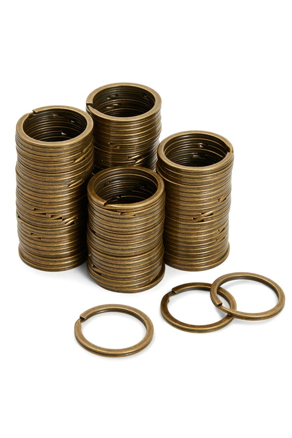 100 Count Brass Key Chain Rings Heavy Duty for Crafts, Home, Car Keys, DIY Projects (1.2 In)