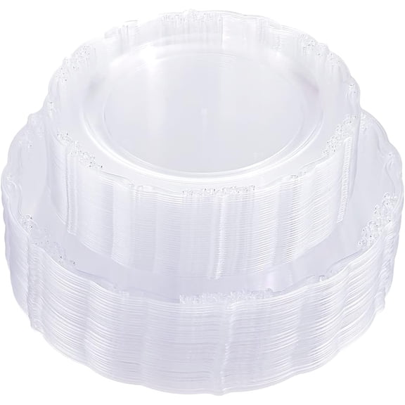 100 Count Clear Disposable Plastic Plates
