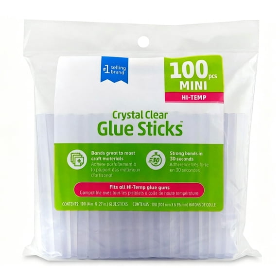 100 Count Clear Hi-Temp Mini Hot Glue Sticks, Quick Strong Bond Non-Toxic Hot Melt Adhesive Refills for DIY Crafts, Decor & Household Repairs, Compatible with All Standard Mini Hot Glue Guns