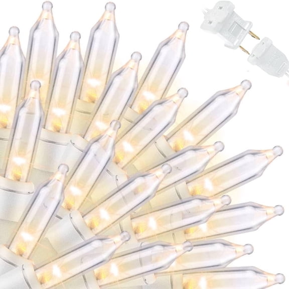 100-Count Clear Warm White Frosted Straight String Lights, White Wire,120V Plug-in | Indoor Outdoor Christmas & Everyday Home Decor Lights