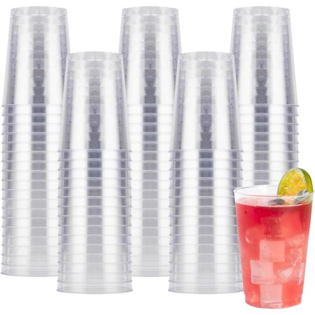 100 Count Disposable 10oz Clear Plastic Cups for Party,Cocktail Glasses for Wedding Thanksgiving, Christmas, and Parties