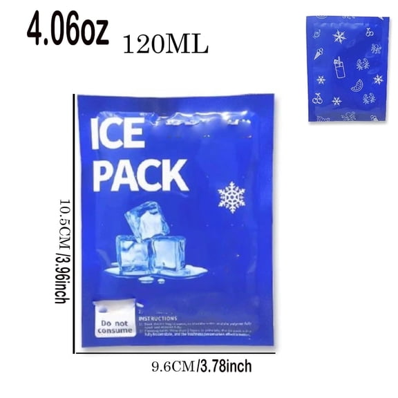 100 Count Disposable Gel Ice Packs, 4.06 fl oz Single‑Use Cold Packs for Food Shipping, Coolers & First Aid