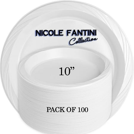 100 Count Disposable Reusable Plastic Plates White 10" (100 Count)