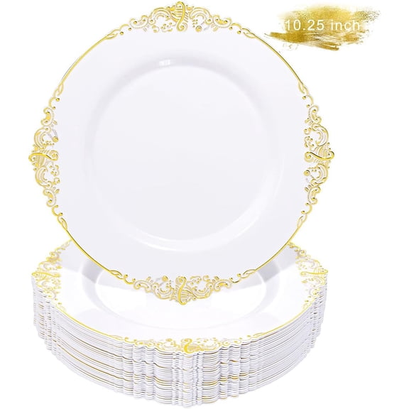 100 Count Disposable Tablewear Plastic Plates 7.5" Premium Heavy Dinner Plates for Weddings,Parties,New Year