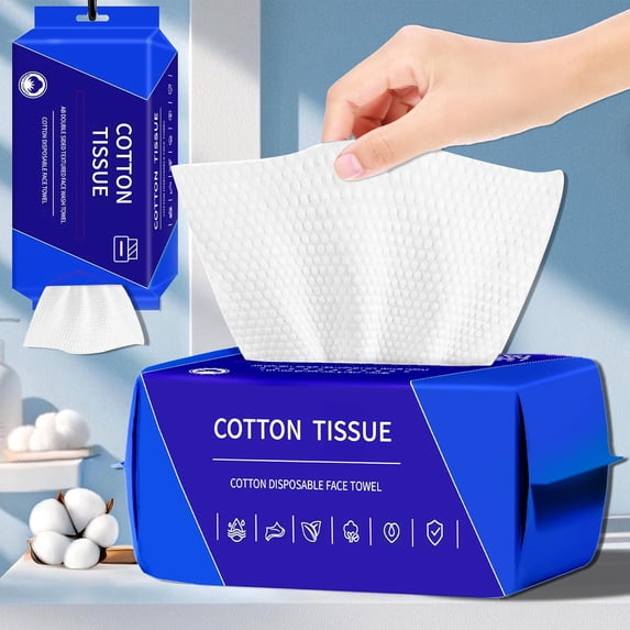 100 Count Disposable face towel, Ultra Thick face towels, Face towels disposable, Lint- free Facial Tissue, Skincare and Makeup Remover