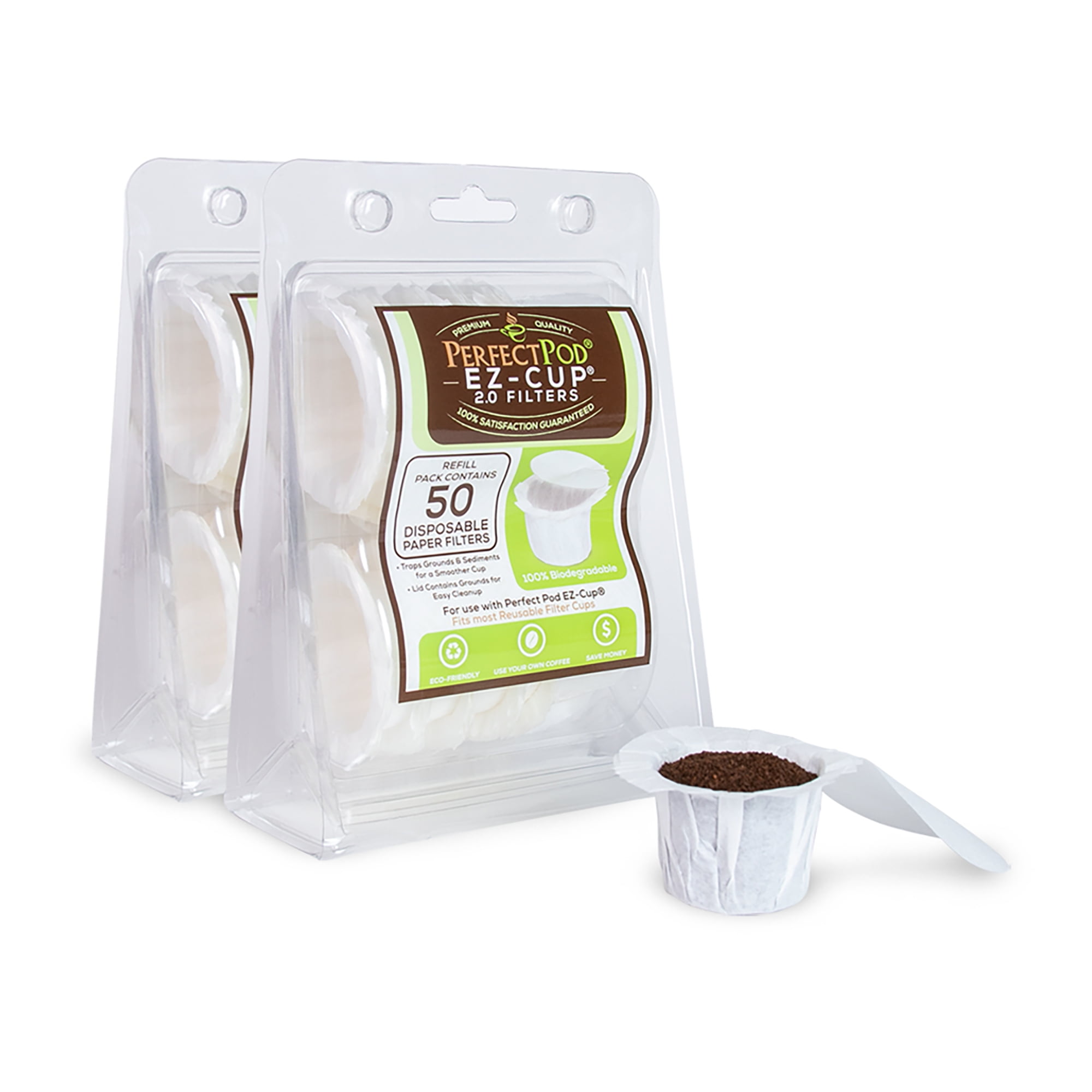 EZCup 2.0 100Count Disposable Compostable Coffee Filters for KCup