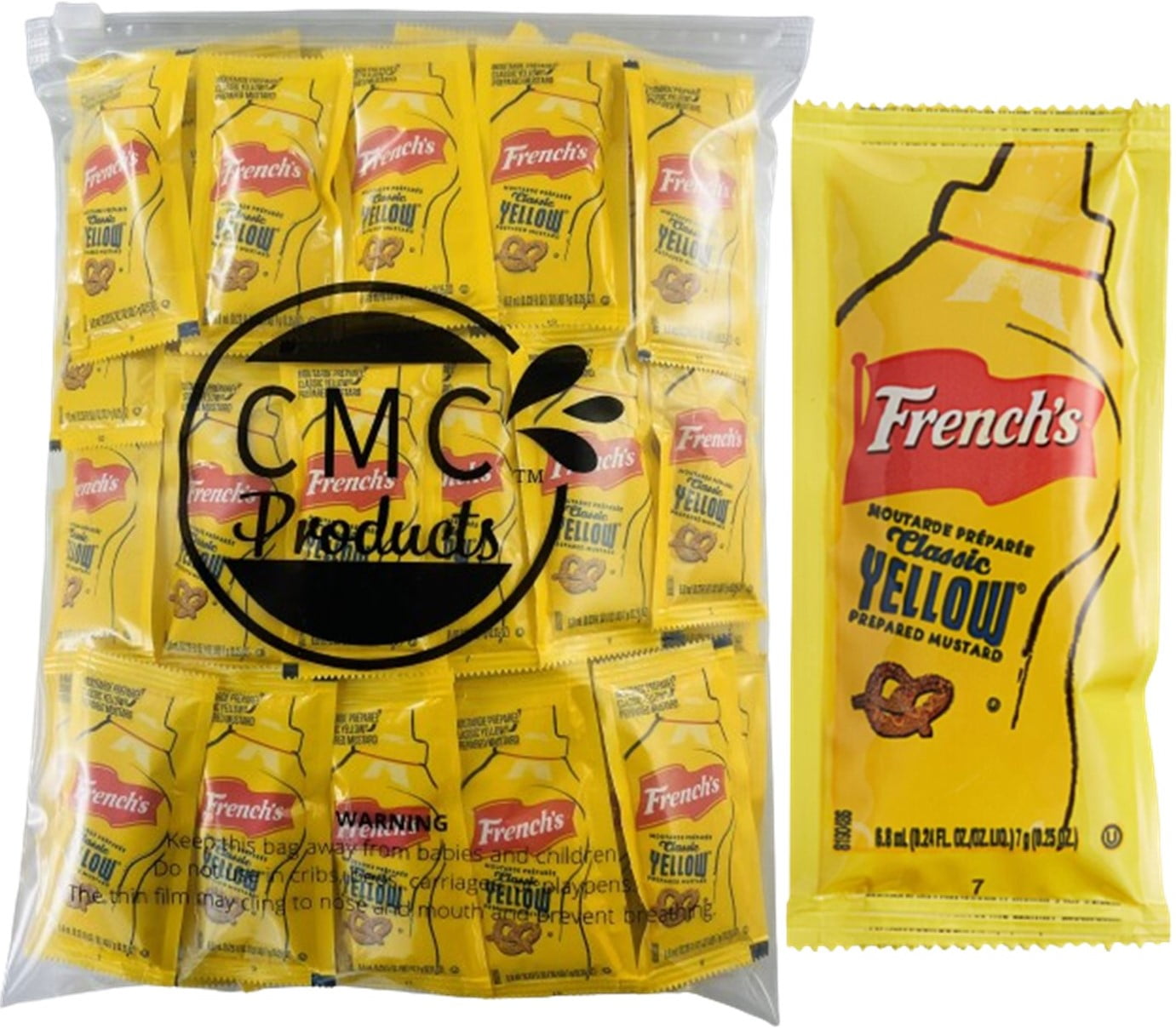 100 Count French’s Mustard Packets Single Serve Mustard Condiment