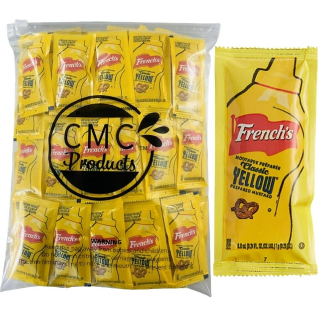 100 Count French’s Mustard Packets Single Serve Mustard Condiment