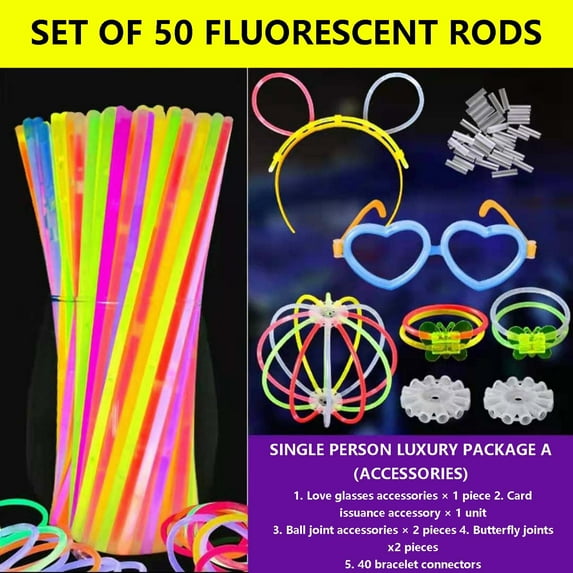 100 Count Glow Sticks Party Pack 8 Inch Glow in Dark Necklaces Bracelets Halloween Supplies for Kids Adults Concert Decorations Pool Party Lights