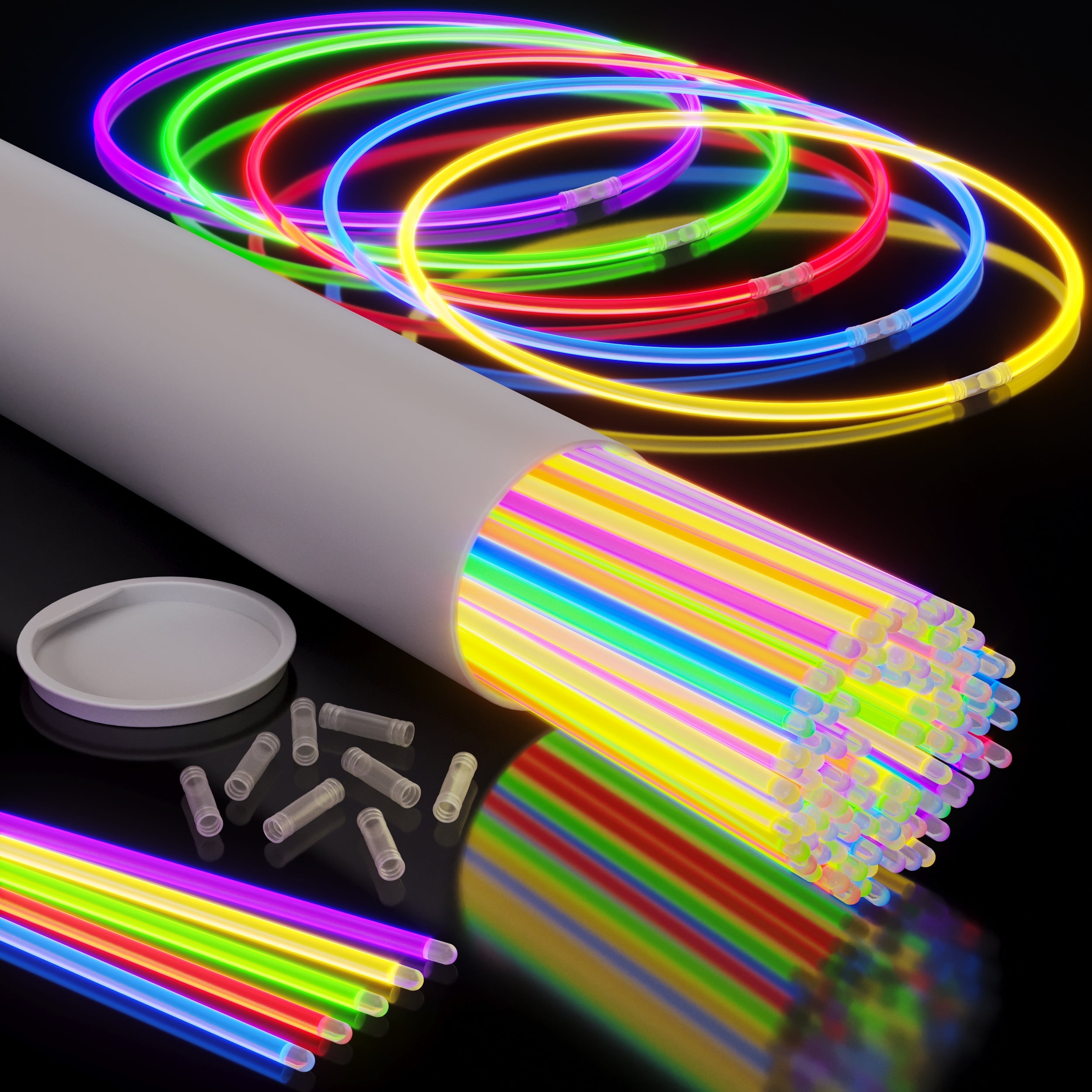 Exquisite 100 Count Glow Sticks 8 Bulk Bracelets Necklaces Glow in the Dark Neon Walmart