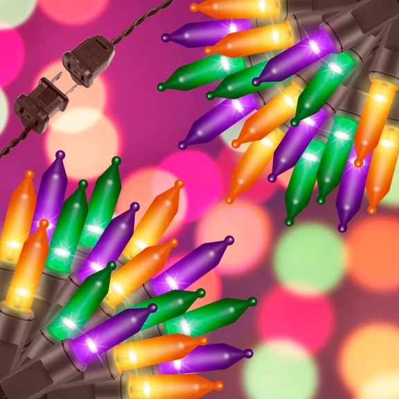 100 Count Halloween Mini String Lights Brown Wire Multicolor 19.6Ft Decor