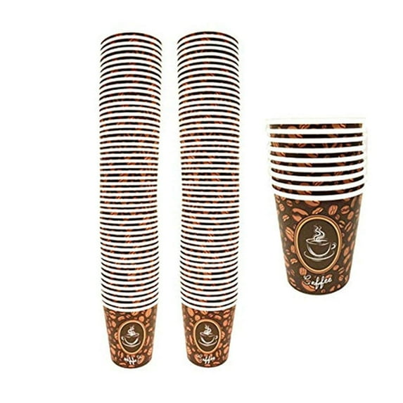100 Count High Quality Disposable Paper Hot Coffee Cups, Perfect For Hot Drinks Tea & Coffee, Coffee Shops And Bars (10oz)
