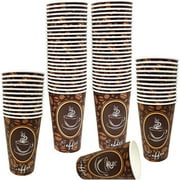 100 Count High Quality Disposable Paper Hot Coffee Cups, Perfect For Hot Drinks Tea & Coffee, Coffee Shops And Bars 16oz