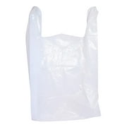 100 Count Large Plastic Grocery T-Shirt Bags with Handles - Plain White 12 x 6 x 21