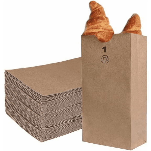 EcoQuality 1 lb Brown Kraft Paper Bags, 3.5 x 2.3 x 6.8 in, 100 Pack