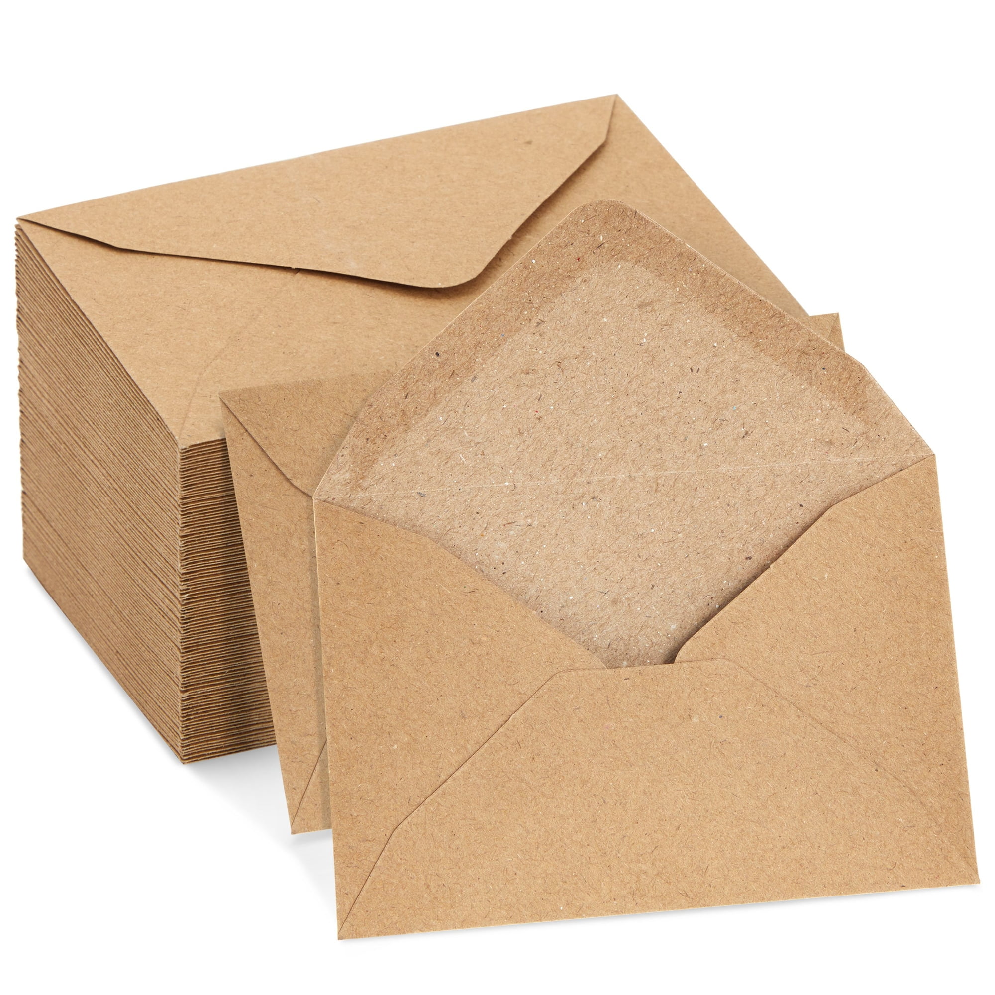 JUVALE 100 Count Mini Gift Card Envelopes Bulk - Brown Kraft Paper Envelopes for Business Card, Wedding RSVP, Birthday, Holiday Gift Cards (4.1x2.75 in)