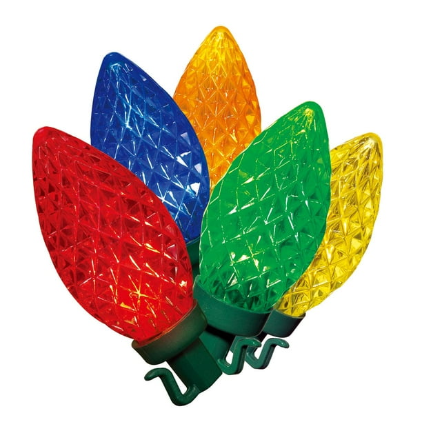 100-Count Multicolor LED Diamond-Cut C9 Christmas Lights with Green Wire, 59.6', Holiday Time