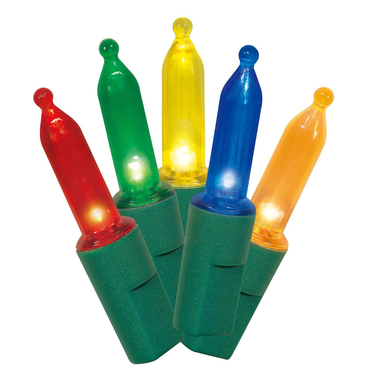 100Count Multicolor LED Mini Christmas Lights with Green Wire, 21