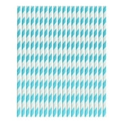 100-Count Neon Striped Paper Straws   Eco-Friendly Disposable for Parties, Heat/Cold Resistant & FDA-Certified, 6mm Wide for Boba, Milkshakes Assorted Colors, Bulk 100-Pack C