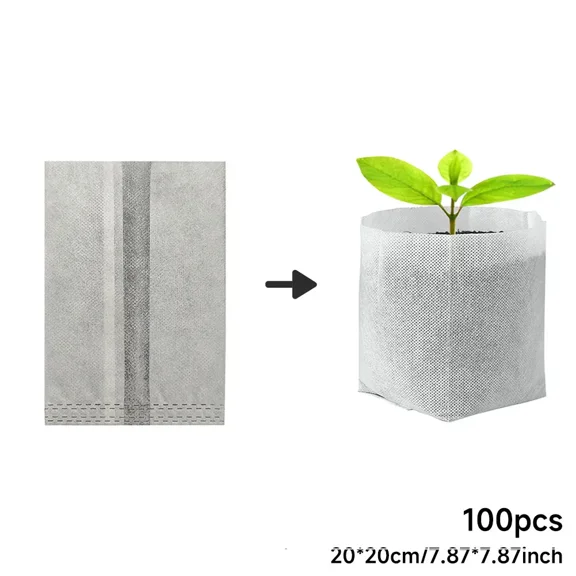 100 Count Non-Woven Plant Grow Bags, Biodegradable Seedling Nursery Pots for Home Garden Planting