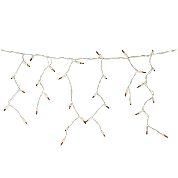 100 Count Orange Mini Icicle Christmas Lights - 3.5 ft White Wire