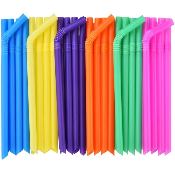 100 Count Plastic Boba Straws – Extra Wide Bendy Smoothie Straws, Disposable Jumbo Bubble Tea Straw for Milkshakes, Tapioca Pearls, Pointed Tip, 8.5 Inch Length, 0.47 Inch Diameter, Available i