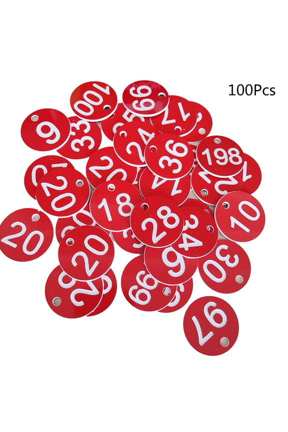 100-Count Plastic ID Number Tags Round ID Number Labels Door for Key Tags 1-100 Colored Number Signs 1.38'' for Live Sal