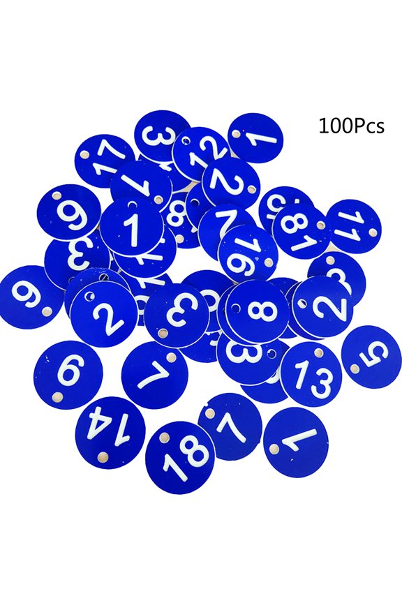 100-Count Plastic ID Number Tags Round ID Number Labels Door for Key Tags 1-100 Colored Number Signs 1.38'' for Live Sal