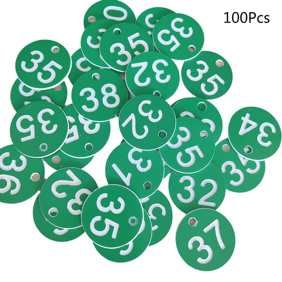 100-Count Plastic ID Number Tags Round ID Number Labels Door for Key Tags 1-100 Colored Number Signs 1.38'' for Live Sal