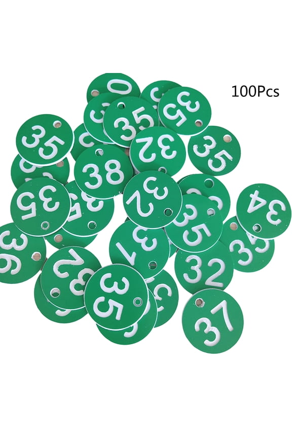 100-Count Plastic ID Number Tags Round ID Number Labels Door for Key Tags 1-100 Colored Number Signs 1.38'' for Live Sal