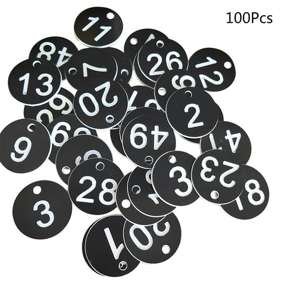 100-Count Plastic ID Number Tags Round ID Number Labels Door for Key Tags 1-100 Colored Number Signs 1.38'' for Live Sal