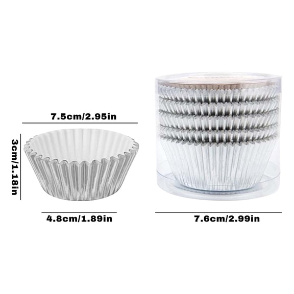 100 Count Premium Foil Baking Cups, Disposable Non-Stick Muffin Liners for Oven Safe Cupcake Display and Professional Cake Presentation
