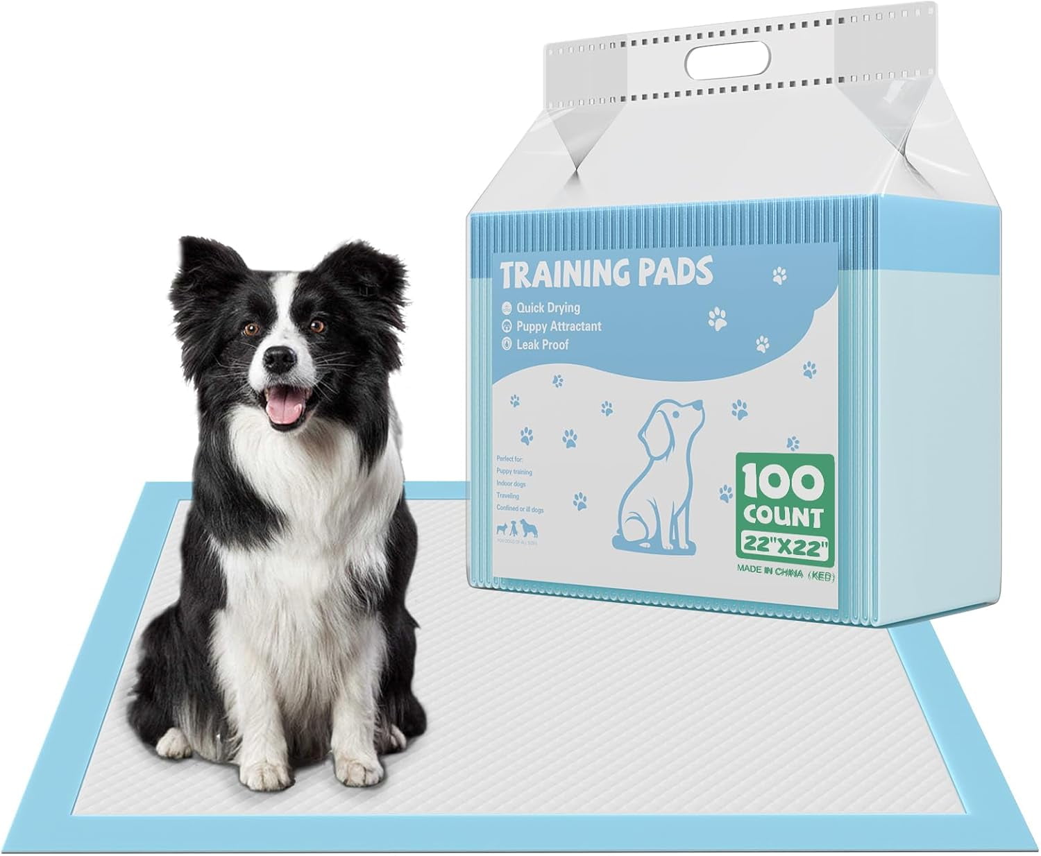 100 Count Puppy Pads for Dogs, 22" x 22" Potty Puppy Training Pad, Dog Cat Pee Pads, Super Absorbency Disposable Pet Leakproof Quick Drying Pad
