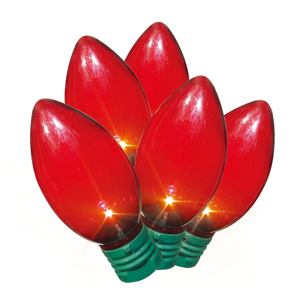 100Count Red LED Smooth C9 Christmas Lights with Green Wire, 58.1