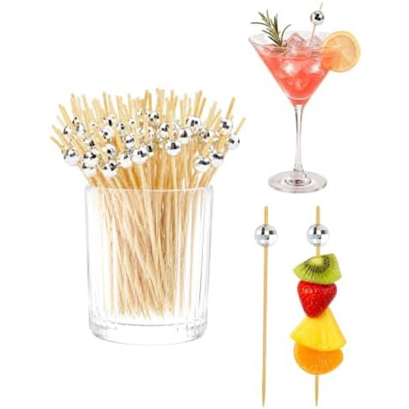 100 Count Silver Mini Disco Ball Cocktail Picks for Appetizers