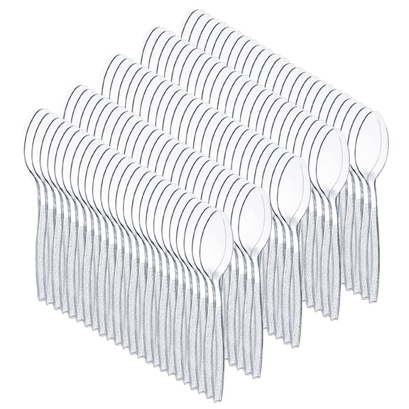 100 Count Silverware Set, Heat Resistant, Disposable Plastic Utensils Set, Plastic Cutlery Set, Plasticware Bulk for Party