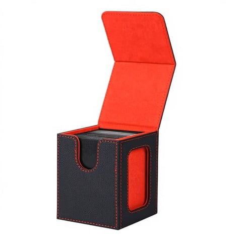 100 Count Top-Loader Deck Box with Card Display - Black w/ Red