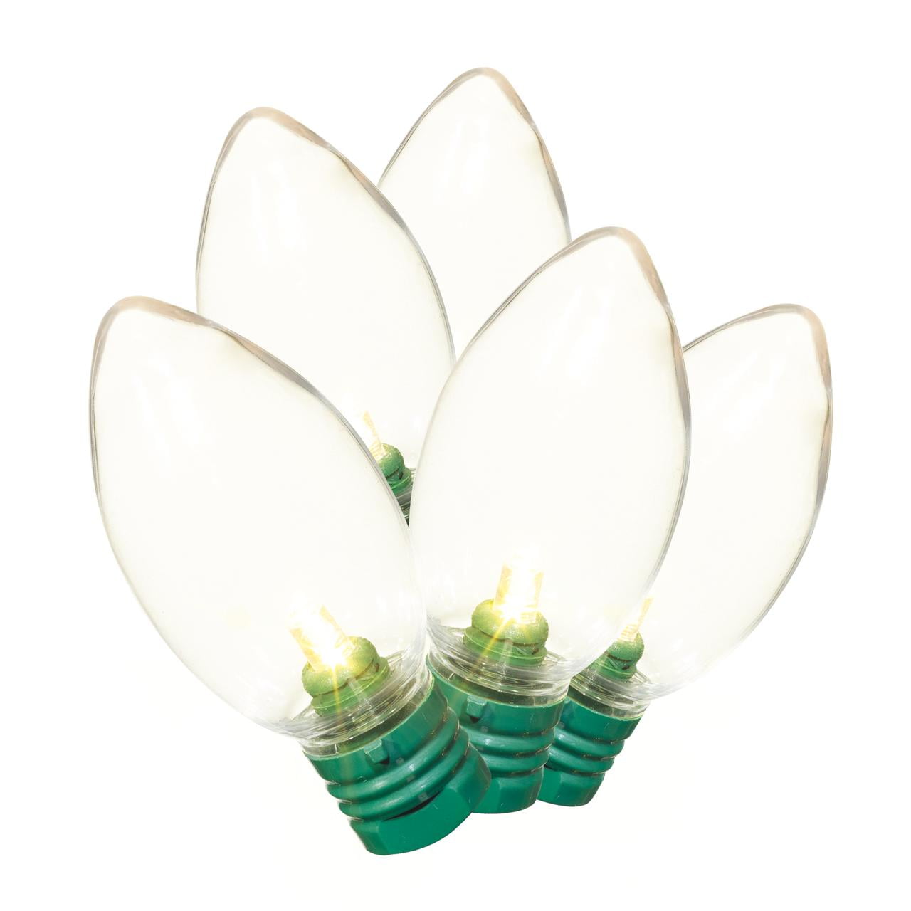 100Count Warm White LED Smooth C9 Christmas Lights with Green Wire, 58