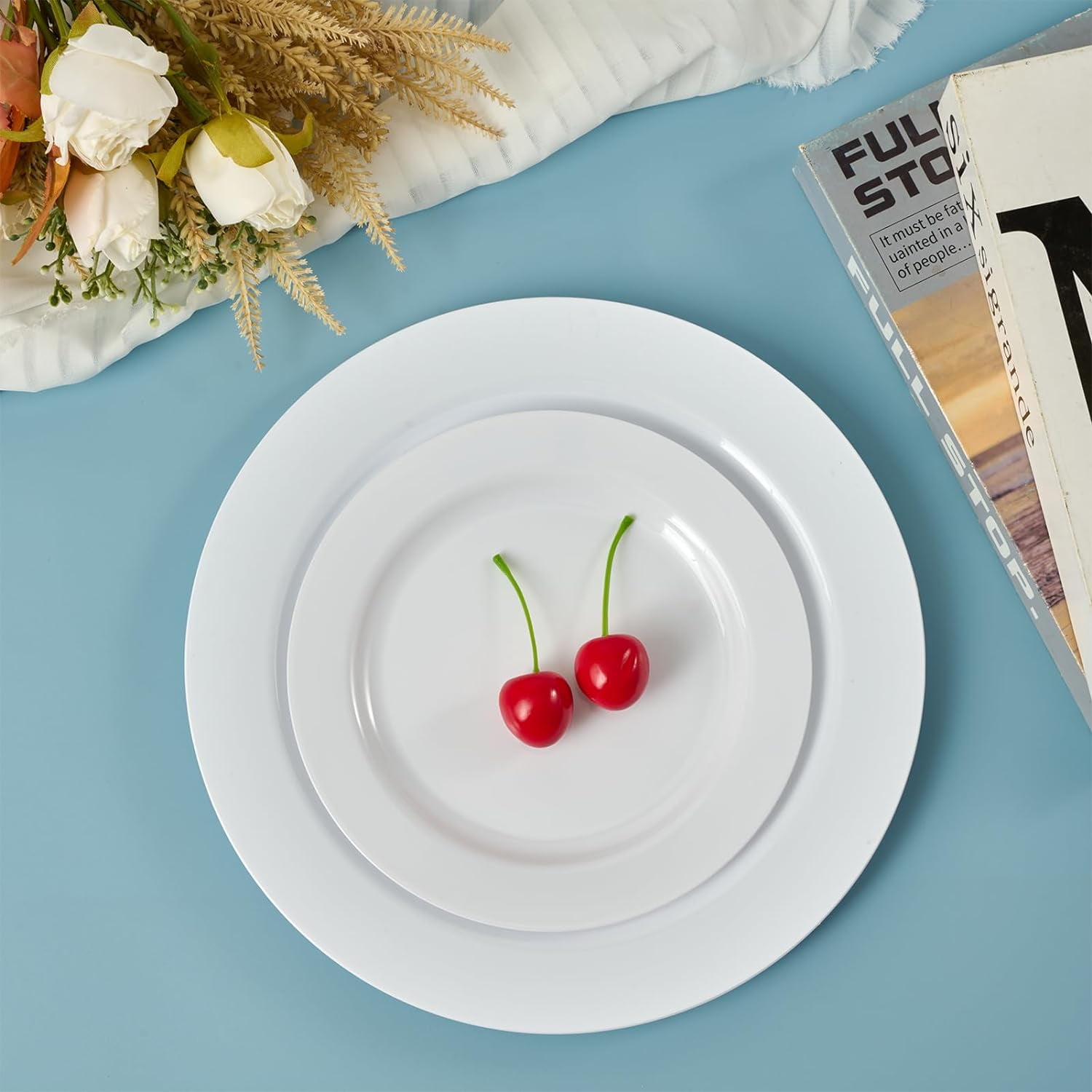 100 Count White Plastic Plates 10 Inch, Disposable Heavy Duty Dinner ...