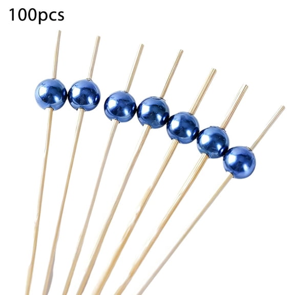 100 Count Wood Cocktail Picks, Vibrant Fruit Skewers for Drinks, Appetizers & Dessert, Bulk Disposable Toothpicks for Parties, Catered Events & Holiday Decorations, Colorful Food Sticks