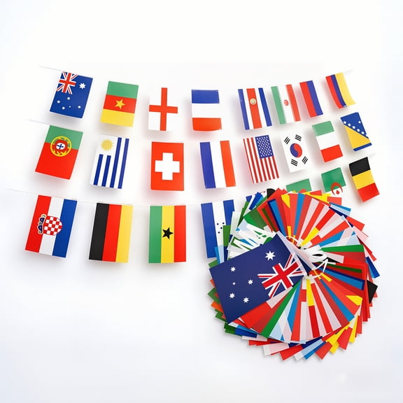 100 Countries Flags Banner - 98Ft International String Flags for Party, Sports Clubs, Classroom & Bar - Long Bunting Garland for Global Festivals & Celebrations